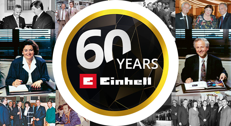 Keyvisual of 60 years Einhell showing Josef & Gisela Thannhuber.