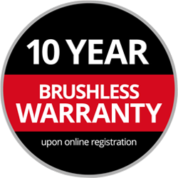 10 years guarantee for machines with brushless motor